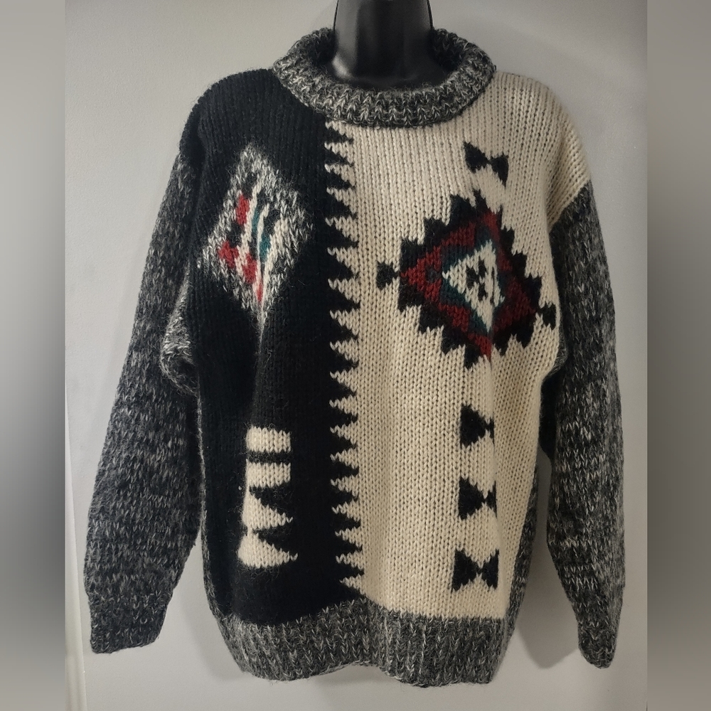 Vintage Smithy's Hand Knit Wool Blend Sweater L